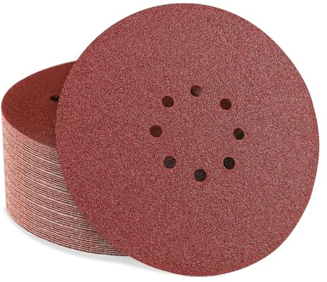Sztaoip 50 Stück Schleifpapier 225mm Klett 8 Loch, 5 Körnungen (P60/80/120/180/240) Schleifscheiben Schleifblätter 225mm für Trockenbauschleifer Deckenschleifer