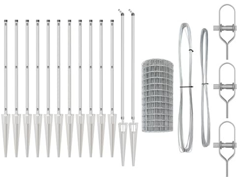 vidaXL Valla Euro con 13 Postes en Punta de 1 x 25 m de Acero galvanizado | Valla Industrial para Exterior, Resistente a UV y Duradera, delimitar Jardines o como Barrera. Panel de Barre