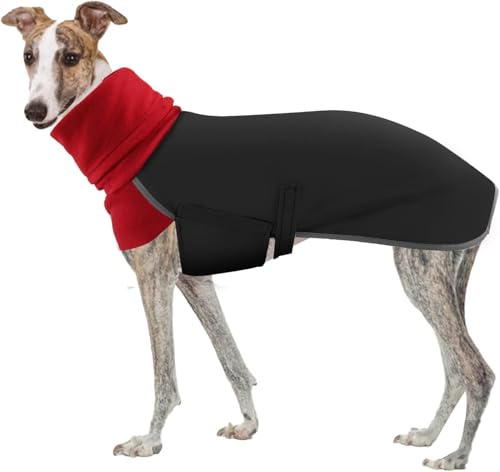 Greyhound Winter Coat, Salukis Jumper Whippet, Greyhound Jacket Waterproof, Dog Winter Coat for Whippet, Waterproof Dog Raincoat, Lurcher Coats, Salukis Coats (Black, M)