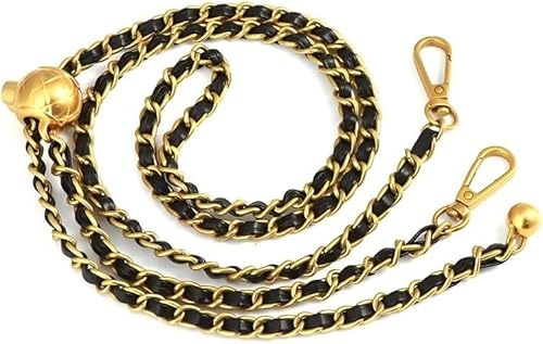 Noaxylic Cadena Bolso Dorada, 120 cm Correa de Bolso de Metal, Cadenas para Bolsos, Ajustable, Bolsos de Metal Cadenas, para Mujer para Carteras Embragues Bandoleras(Dorado + Negro)