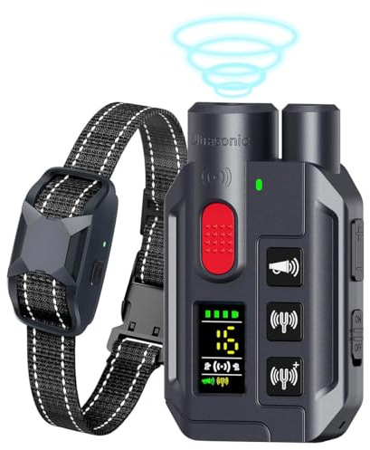 Collare da addestramento per cani con telecomando, portata remota 1000 m, modalità di addestramento suono/vibrazione/ultrasuoni, blocco di sicurezza ricaricabile e impermeabile IP67