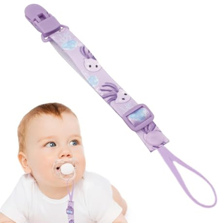 Nappklämmor - Polyester | Tecknad design Anti Drop dumy Clip med | bitringfäste | Justerbar Babyy napphållarrem | Nappkedja för spädbarn