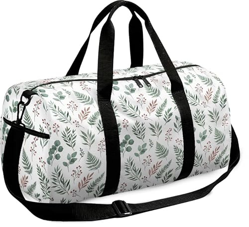 SUPERDANT Sac de Sport Duffle Boho Botanique | Grandes Capacité Imprimé pour Gourde et Sec pour Cours de Yoga et Voyage d'une Nuit Vert 45x20x24cm