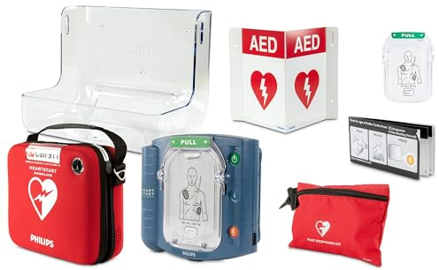 Philips HeartStart Ready Pack AED Defibrillator with Portable Emergency Medical Kit, CPR Guidance and Voice Prompts, Value Package with Standard Carry Case, M5066A-R01VPB
