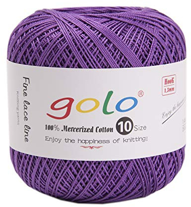 Golo virk- och stickgarn 20 för handstickat virkgarn, spole virka (Violett)