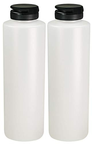 Pinnacle Mercantile Condiment Squeeze Bottles with Flip Top Hinged Black Cap 16 oz Set of 2 (Perfect for Condiments, Sauces, Dressings, BBQ, Ketchup) Made USA