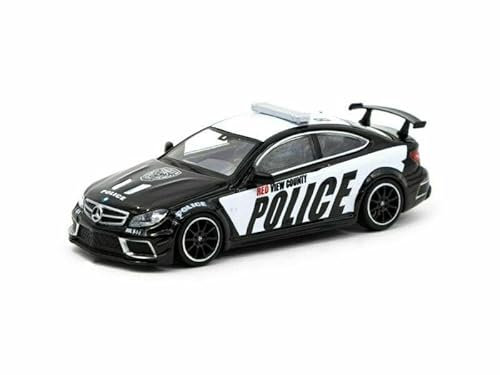 Tarmac Works T64G-009-PC Mercedes-Benz C 63 AMG Coupé Black Series Police Car Maßstab 1:64 Modellauto
