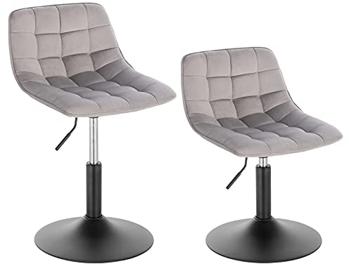 WOLTU 2er Set Verstellbarer Sitzhocker Stuhl Arbeitshocker Bürohocker Esszimmerstuhl Schminkhocker Homeoffice Kommerzieller Shop Mehrzweck 360° Schwenken Samt Hellgrau Sitz 38-49.5cm Hoch