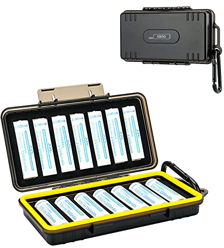 KIWIFOTOS 18650 Batteriebox Aufbewahrung für 14 Stück 18650 Akku und alle ähnlich großen Akkus - 18650 Batterien Schutzbox Akkubox Organizer Batteriegehäuse Batteriehalter Etui