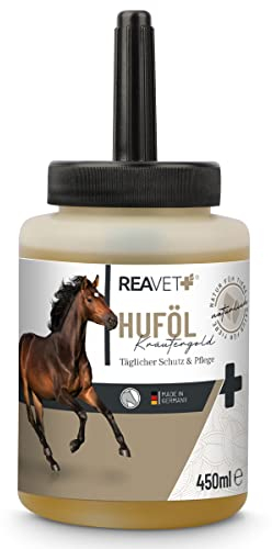 ReaVET Huföl für Pferde - Spezial-Hufpflege für Gesunde Hufe, Gegen Trockene Rissige Hufe, 450ml