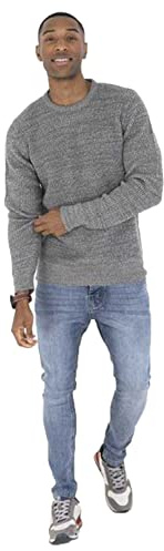 J5fashion Herr rund hals marl jumper långärmad fin stickad Neutron ulltröja herr, Skiffergrå, M