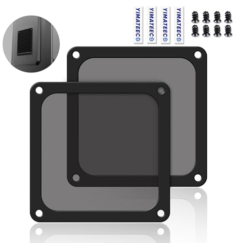 YIMATEECO Staubfilter PC 120mm Lüfterabdeckungen mit Ultra-feinem Mesh Filter für Computer-Kühlerlüfter, Nylon 80 Maschen, Magnetischer Rahmen, PC-Lüfter, Staubdicht (NYLON, 120*120mm, 2Stü, Schwarz)