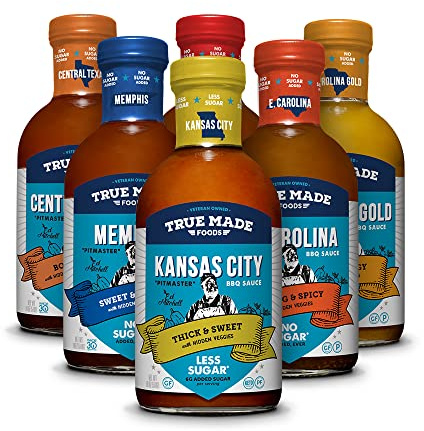 True Made Foods Ed Mitchell Genuine Pitmaster BBQ Sauce Variety Pack - 6 Flavor Collection for Grilling and Barbecue Recipes - Ideal for Meat, Poultry, Seafood and More (18 oz, 6 Pack)