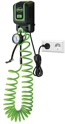 Slime 40070-95 Reifenfüllgerät für Alle Reifen, Garagen-Reifenfüllstation, Wandmontiertes 120-V-Reifenfüllgerät, Für Autos, Räder, Aufblasbare Produkte, Sportbälle