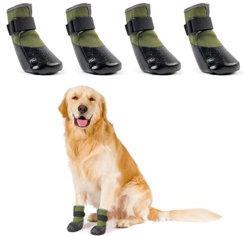 LiebeDD Hundeschuhe Pfotenschutz 4 Stück Hund Verletzung Leckschutz Hundesocken Anti Rutsch Hunde Schuhe Outdoor mit Wasserdicht Sohle, Grün, XL