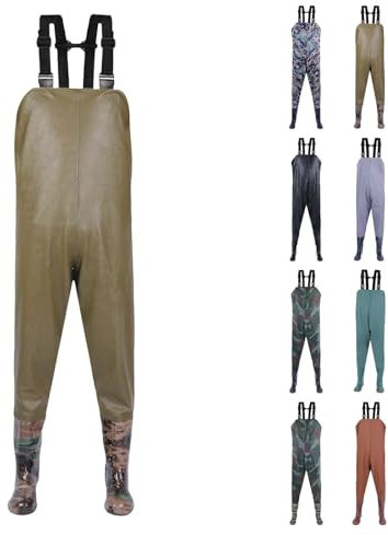 Generic Anglerhose Damen Wasserdicht Mit Stiefel Wathose Herren Wasserdicht Neopren Regenlatzhose Outdoorhose Atmungsaktiv Regenhosen Winddichte Arbeitshose Watthosen Teich Fischer Watstiefel Hose