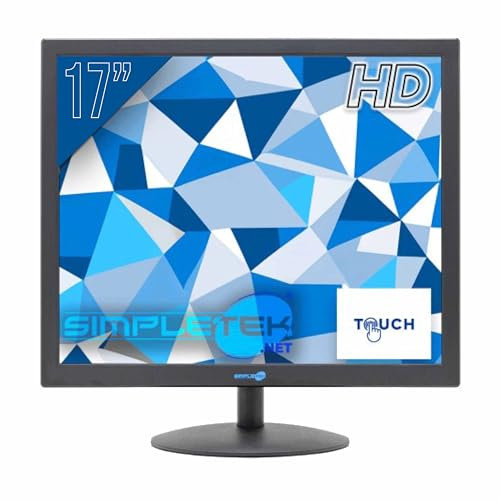 SIMPLETEK - Monitor Multimediale 17 Quadrato Touch Screen, Formati 4:3/5:4, Ideale per POS, Casse, DVR e PC