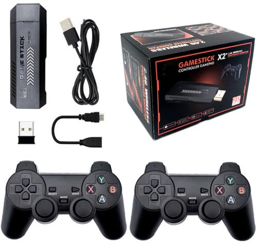Piyomv Console di Gioco Retro Console, Plug and Play Game Stick, Console per Videogiochi con 35500+ Giochi con 2 Gamepad, Stick di Gioco Wireless HDMI 4K da 64 GB per Adulti e Bambini