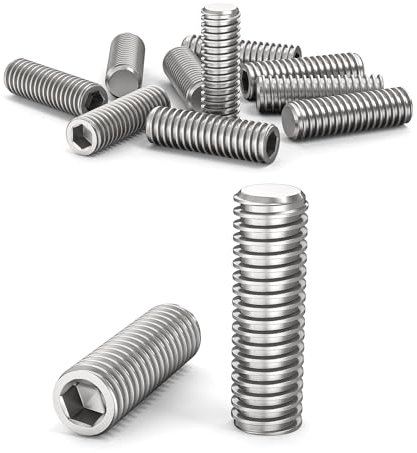 ORTAVA Tornillos prisioneros, tornillos prisioneros M5 x 16 mm, DIN 913/ISO 4026, con hexágono interior (ISK) y cabeza cónica, tornillo prisionero acero inoxidable (plata)