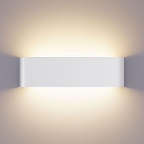 OOWOLF LED Wandleuchten für den Innenbereich - 16W 29.5cm 3000K/4500K/6000K einstellbare Farbtemperatur-Wandleuchten für Schlafzimmer, Wohnzimmer, Küche, Esszimmer (Weiß, 1er-Packung)