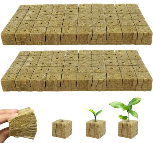 Nuyoah Steinwolle Anzucht Würfel Hydroponik Rockwool Cube Steinwollwürfel 2.5x2.5x2.5cm 100Stk Rockwools Grow Cubes Pflanzen Hydroponic Steinwolle für Bodenlose Anzucht Stecklinge Klonpflanzen