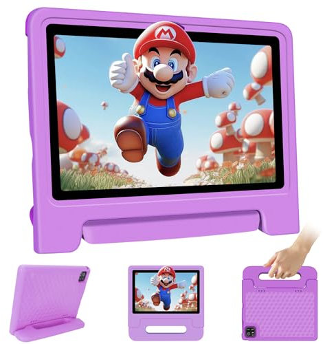 VNEIMQN Kinder Tablets, Android 14 Tablet WiFi Bluetooth Dual-Kamera Kids Space, 10.1 Zoll HD Tablet mit Octa-Core, 8GB RAM 64GB ROM (TF 1TB), Elterliche Kontrolle, 6000mAh, Kleinkind Tablets (Lila)