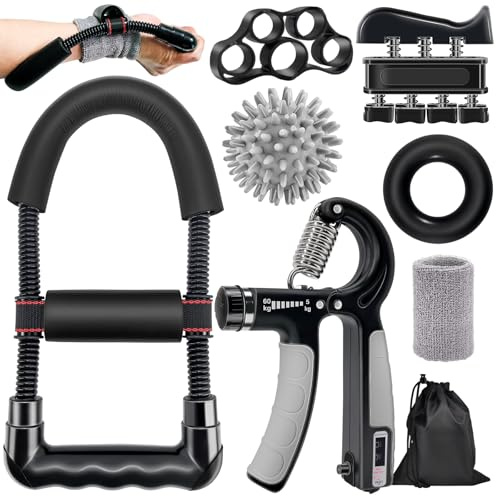 Homkuo Handtrainer Fingertrainer Hand Grip Antebrazo Ejercitar, Fortalecedor de Mano con Resistencia Ajustable, Entrenador de Dedos Muñeca, Pelota Antiestres para Grip Strength Antebrazos Fortalecer