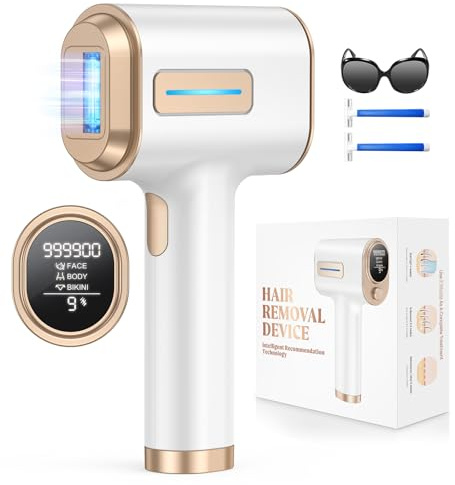 Haarlosy IPL Laser Hair Removal Device - 3X Faster & Painless, at Home IGBT Laser Hair Remover for Women and Men, Upper Lip, Armpit, Bikini Line and Body, 9 Levels, Auto & Manual Modes