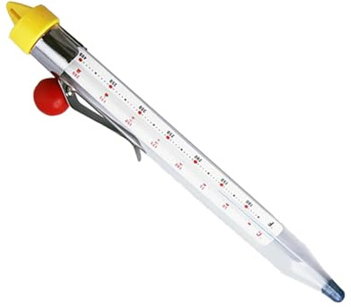 ROMISBABA Termómetro Para Cocinar Práctico Para Alimentos y Hornear, Clip Ajustable, Vidrio Resistente, Multiusos Para Almíbar y Repostería, Colores Surtidos