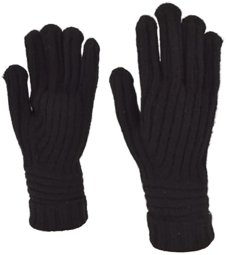 styleBREAKER Stickhandskar för kvinnor med ribbmönster | mjuka enfärgade finstickade handskar | elastiska, bekväma och varma | finns i många färger, svart, One size