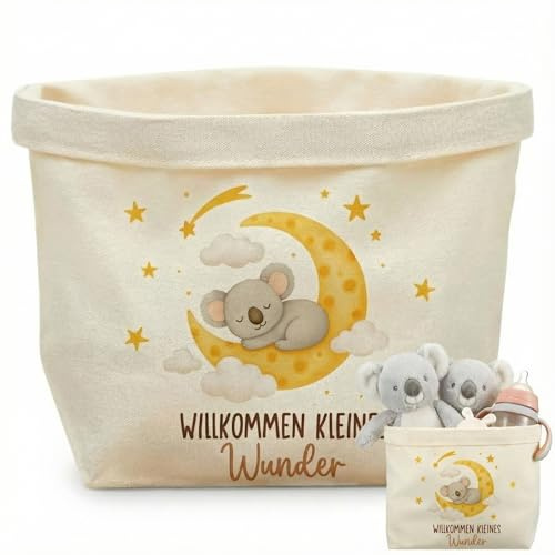 Xuniea Borsa per Pannolini Regalo per Neonati, Torte di Pannolini con Stampe, Regalo di Nascita Creativo per Battesimo, Baby Shower, Neonato(Koala,Bianco Naturale)