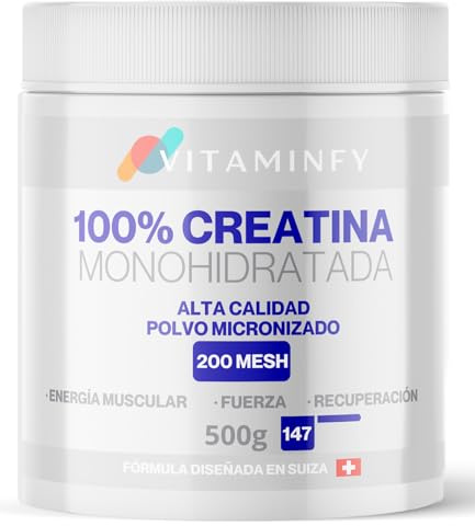 Creatina 100% Monohidratada Sin Sabor 500G Creatine en Polvo Calidad 200MESH Creatina Monohidratada Polvo Micronizado Vegana Sin Gluten para Energía Muscular, Fuerza y Recuperación
