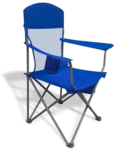 Lightweight Camping Chair for Adults, 300lbs Capacity Foldable Portable Lawn Chair with Carry Bag, Outdoor Chair for Camping, Lawn, Beach & Travel, Blue