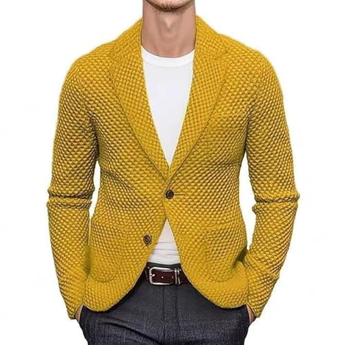 LIUYUYOUGO Blazers Hombre Suéter Tipo Cárdigan para Hombre Chaqueta De Punto Grueso con Cuello Chal Chaqueta Informal Ajustada con Botones Abrigo Deportivo De Punto Elegante para Negocios