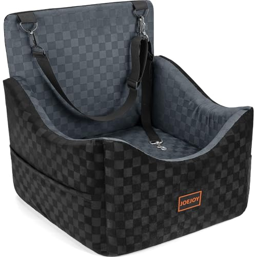 JOEJOY Siège auto pour chiens de petite à moyenne taille, lavable, avec poches de rangement, rembourrage en mousse à mémoire de forme épaisse, siège d'appoint pour banquette arrière