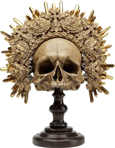 Kare Design Deko Objekt King Skull, Braun, Skulptur, Totenkopf Motiv, Deko Schädel, handbemalt, handgearbeitet, Unikat, 42x34x20 cm (H/B/T)