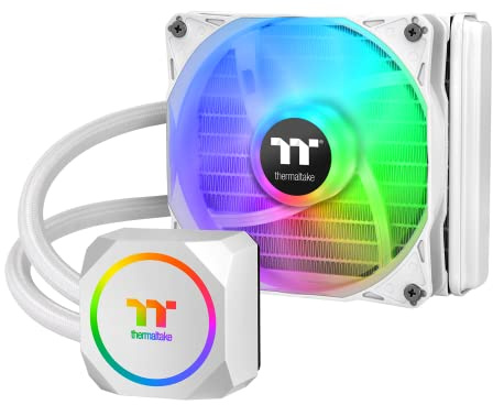 Thermaltake TH120 ARGB Motherboard Sync Snow Edition Intel LGA1700 Ready/AMD AM5 All-in-One Liquid Cooling System 120mm High Efficiency Radiator CPU Cooler CL-W346-PL12SW-A, White