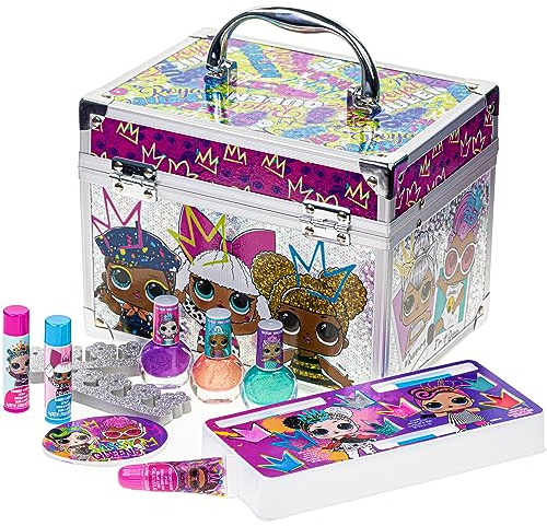 L.O.L Surprise! Train Case Makeup Set for Kids | Makeup Kit Includes Lip Gloss, Nail Polish, Accessories & more | Gifts for Ages 3+ by Townley Girl