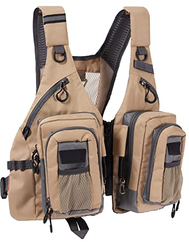 Bassdash Herren Angeln Weste Multifunktionsweste Damen Anglerweste verstellbare Größe mit 10 Taschen für Fliegenfischen Outdoor Freizeit