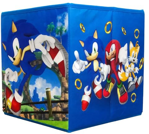Sonic The Hedgehog Officially Licensed Storage Boxes | 2 pack Foldable Storage Cubes Hoop Design | Perfect For Organising Children's Room, Kids Playroom