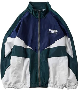 Wyeysyt Women's Y2k Jacket Zip Up Lightweight Windbreaker Jacket Varsity Oversized Vintage Sport Jacket Y2k Clothes Outerwear(Green-XL)
