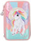 Depesche 12616 Ylvi Rainbow - Gefüllte 3-Fach Federtasche mit Einhorn Motiv und glitzerndem Kugelanhänger, Federmäppchen mit Buntstiften, Lineal, Schere uvm.