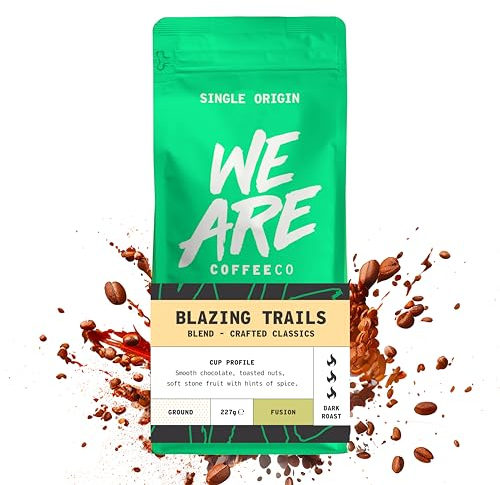 We Are Coffee Co - Blazing Trails - Single Origin Blend Ground Coffee Espresso 227g | Dark Roast | 100% Arabica | Freshly Roasted in the UK