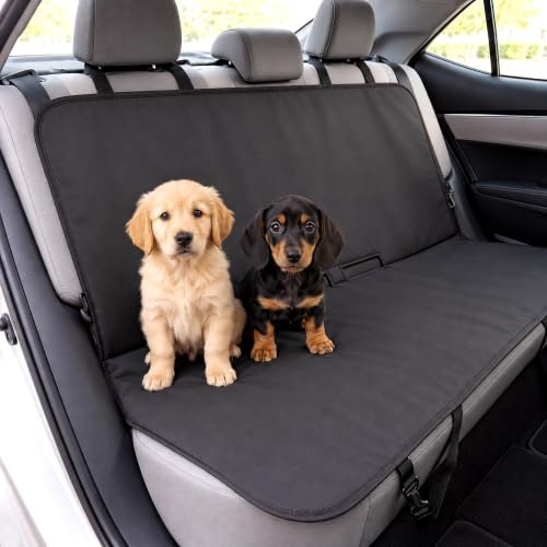 GEEZY Dog Car Seat Cover Universal Fit - Waterproof, Scratch Proof, Non Slip, Black, Nylon, Rear Back Seat Protector with Belt Slits - Washable Travel Accessory for Cars, SUV, Van, 144 x 144 cm