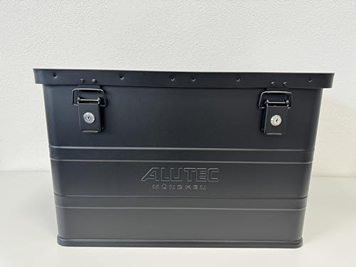 ALUTEC Aluminiumbox Classic 68 (Farbe Schwarz, Inhalt 68 ltr., Innenmaße (LxBxH) 550 X 350 X 355 mm/Außenmaße (LxBxH) 575 X 385 X 375 mm, Aufbewahrungsbox, Alubox) 11068BLACK