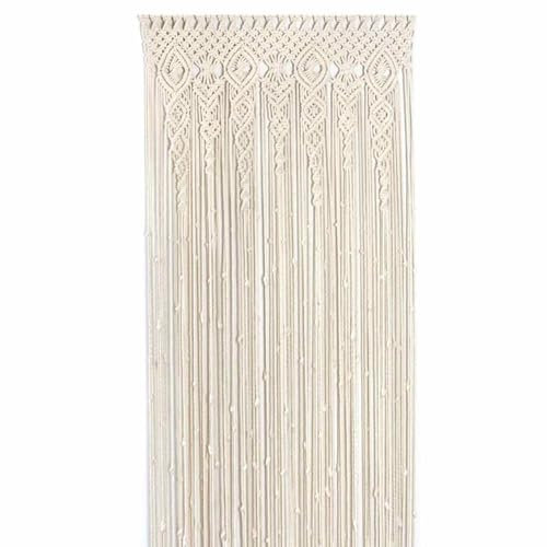 Smileshiney Cortina De Macramé para Puertas y Ventanas Boho | Tapiz Bohemio Tejido a Mano Blanco para Pared | 90x180cm