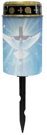 Kathyboom Cemetery Solar Light Waterproof Solar Powered Garden Lights Multi Color LED Solar Lamp Flameless Candle Solar Light Grave Decor