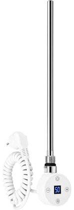Heilmetz Elemento Calefactor 300W con Termostato para radiador toallero electrico y Calientatoallas con Temperatura Ajustable y Función de Temporizador, Diseño Blanco, en Acero Inoxidable