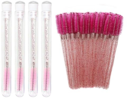 4 Mascara-Tuben, 50 Wimpernbürsten, Augenbrauen- Und Wimpernbürsten, Augenbrauen- Und Wimpernkämmbürsten, Farbschönheitswerkzeuge, Tragbare Make-Up-Pinsel