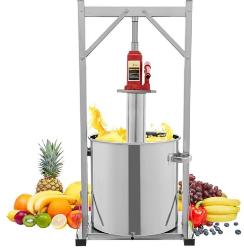 guoyjmm Pressoir à Fruits, Presse à Vin de Fruits 12/22 L, Presse Domestique Manuelle, Presse à Cidre Hydraulique en Acier Inoxydable, pour vin de Riz, Miel, Légumes, Vin,12L